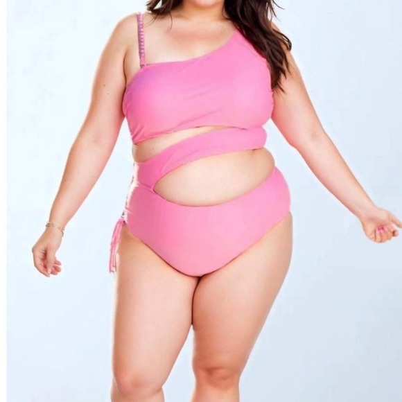 NEW GRACE + EMMA paradise radiance monokini in pink Pearl Shoulder Strap Large - Picture 4 of 16